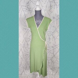 Narcissist Pale Green Stretch Knit Midi Wrap Dress